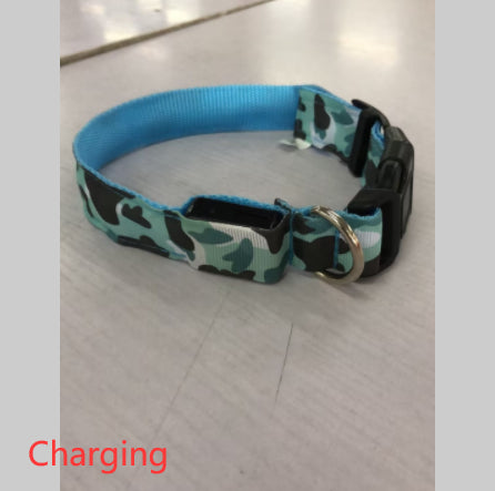 KFX-9145277 Luminous Camouflage Dog Collar with Adjustable Lighting Modes for Night Safety
