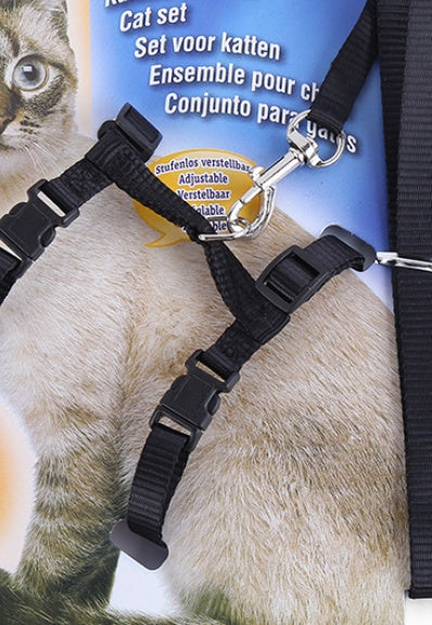 KFX-9147069 Nylon Cat Belt with Hand Holding Rope and Traction Loop – Available in Blue, Black, Red, Green, Pink, 1.0m x 120cm