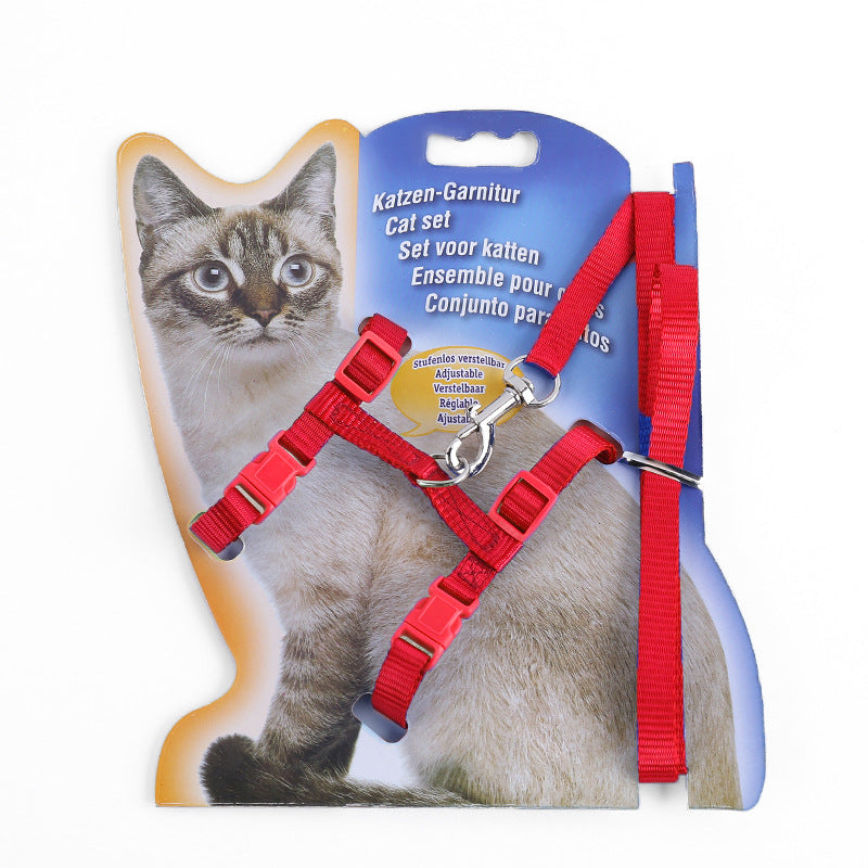 KFX-9147069 Nylon Cat Belt with Hand Holding Rope and Traction Loop – Available in Blue, Black, Red, Green, Pink, 1.0m x 120cm