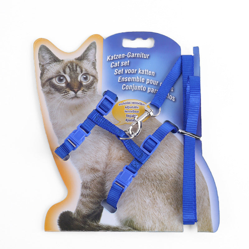 KFX-9147069 Nylon Cat Belt with Hand Holding Rope and Traction Loop – Available in Blue, Black, Red, Green, Pink, 1.0m x 120cm