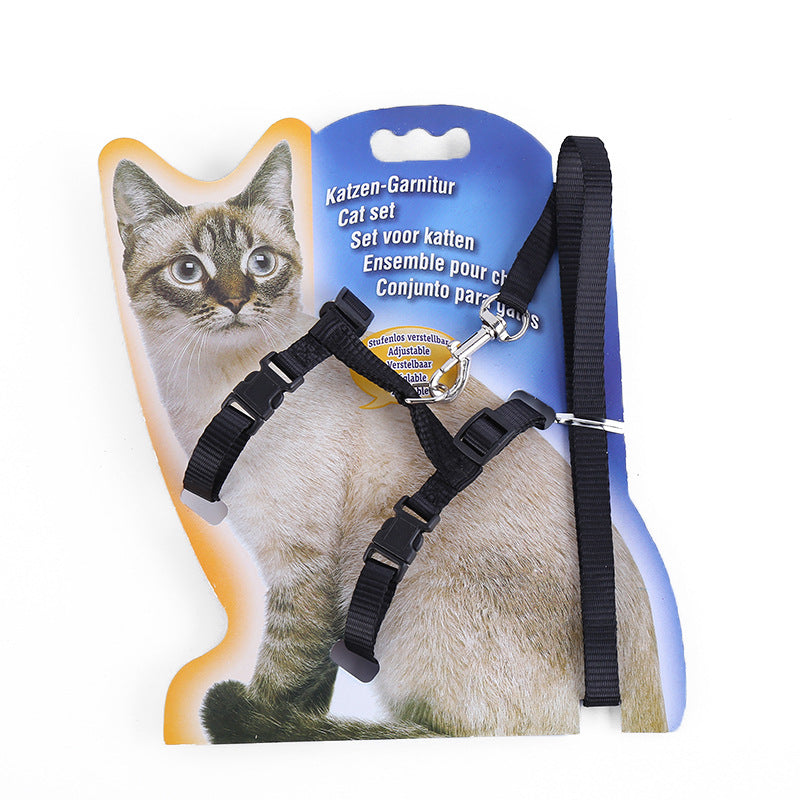 KFX-9147069 Nylon Cat Belt with Hand Holding Rope and Traction Loop – Available in Blue, Black, Red, Green, Pink, 1.0m x 120cm