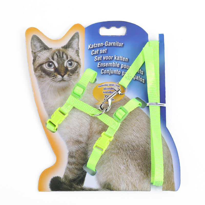 KFX-9147069 Nylon Cat Belt with Hand Holding Rope and Traction Loop – Available in Blue, Black, Red, Green, Pink, 1.0m x 120cm