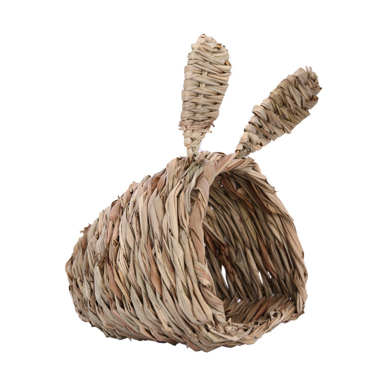 KFX-9147325 Handmade Hibiscus Grass Tunnel for Small Pets - Cozy Woven Hideaway for Rabbits and Small Animals