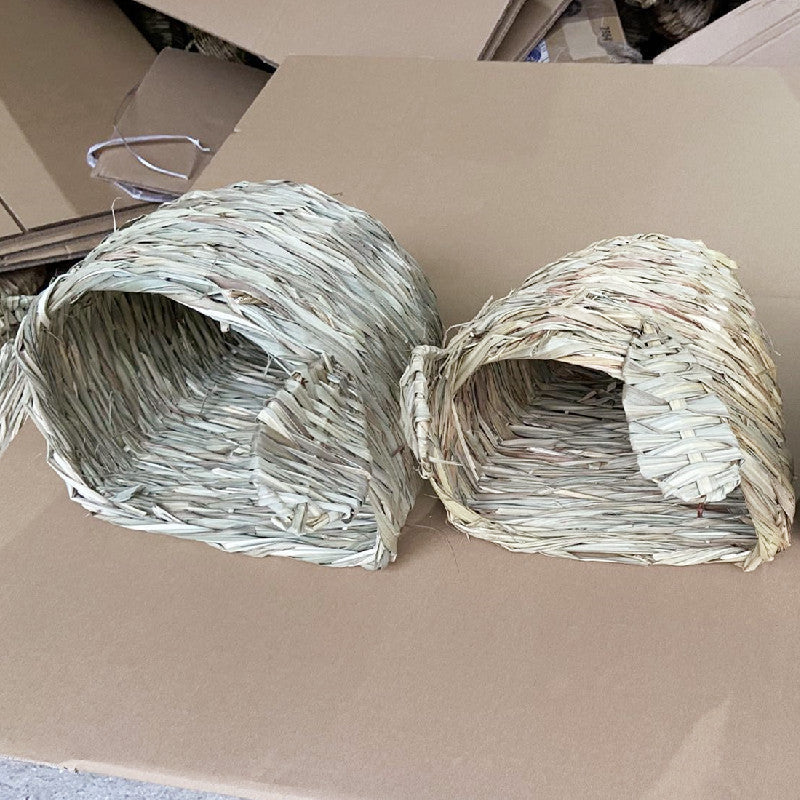 KFX-9147325 Handmade Hibiscus Grass Tunnel for Small Pets - Cozy Woven Hideaway for Rabbits and Small Animals