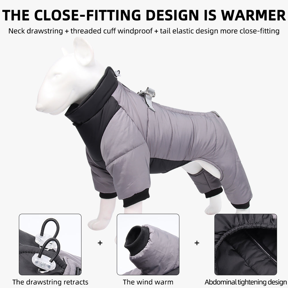 KFX-9147709 Winter Thicken Four-Legged Dog Clothing in Multiple Colors with Reflective Rope Options