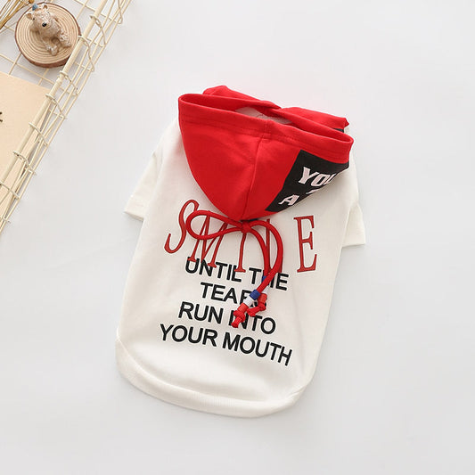 KFX-9148349 Cotton Pet Sweater for Autumn and Winter in Black and White - Casual Drawstring Style