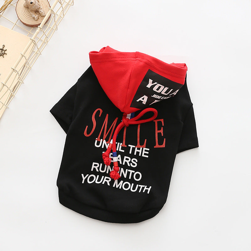 KFX-9148349 Cotton Pet Sweater for Autumn and Winter in Black and White - Casual Drawstring Style