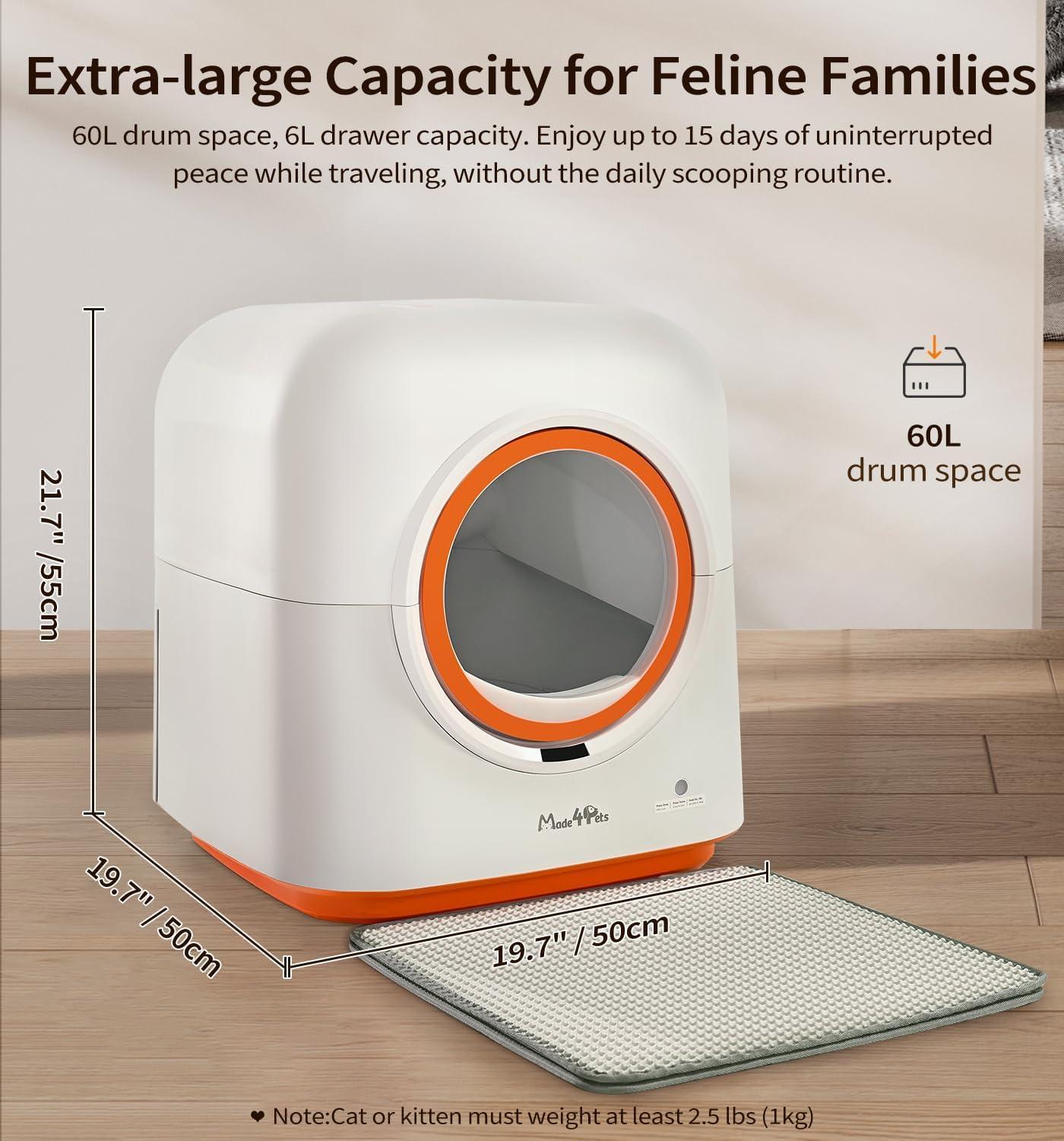 KFX-9148733 Automatic Self-Cleaning Cat Litter Box with Smart App Control and Deodorizing System for Multiple Cats