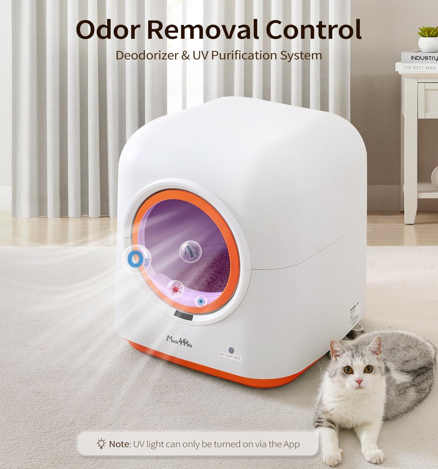 KFX-9148733 Automatic Self-Cleaning Cat Litter Box with Smart App Control and Deodorizing System for Multiple Cats