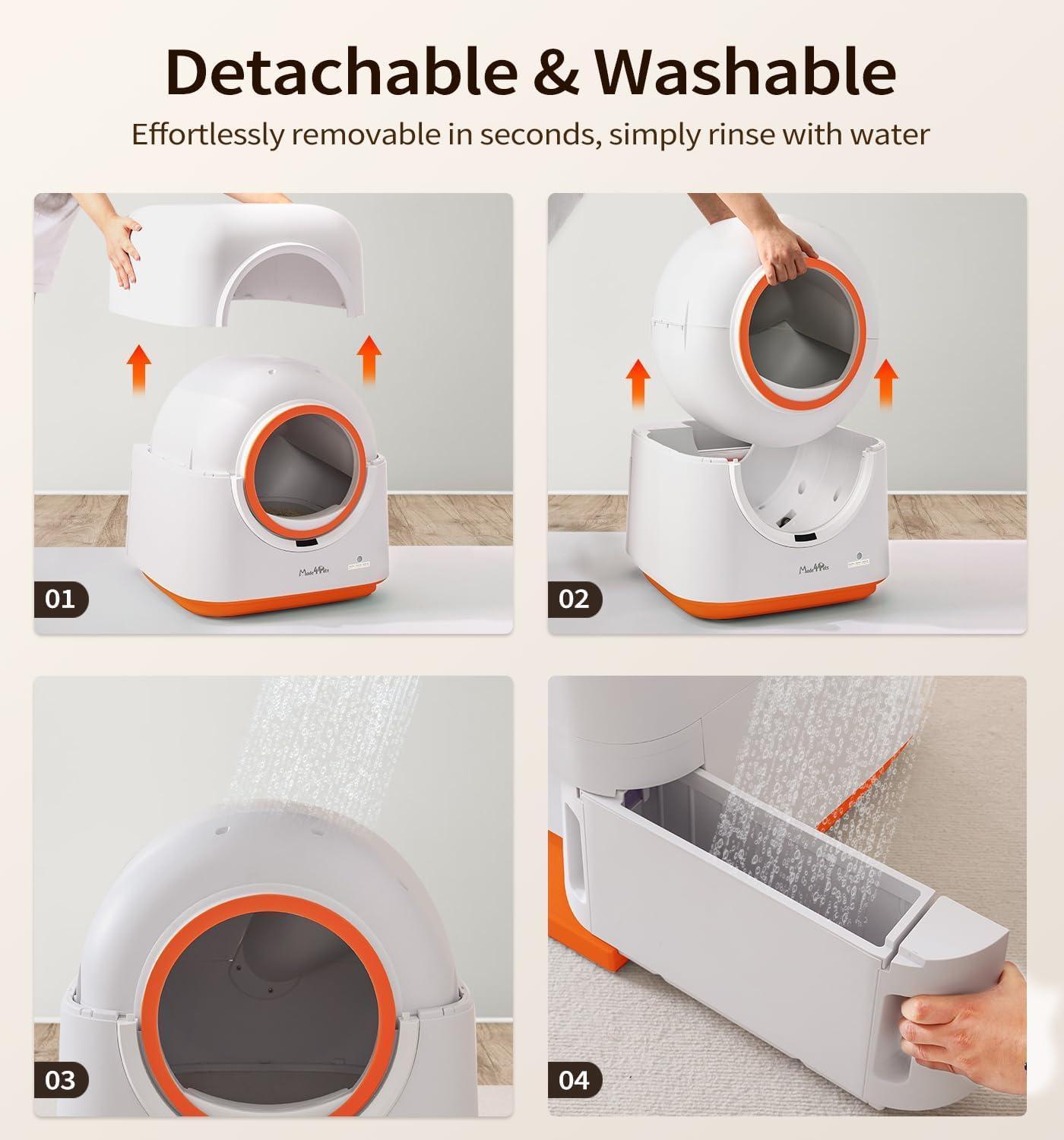 KFX-9148733 Automatic Self-Cleaning Cat Litter Box with Smart App Control and Deodorizing System for Multiple Cats