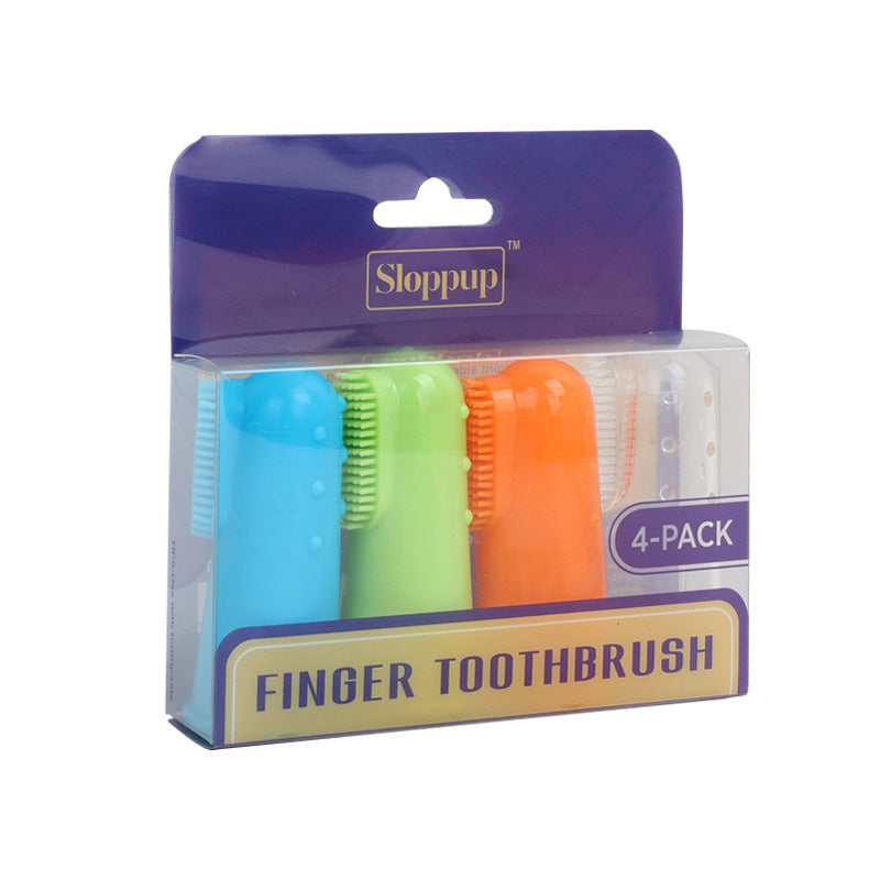 KFX-9148861 Pet Finger Toothbrush Set for Cats and Dogs - 4 Piece TPR Pack