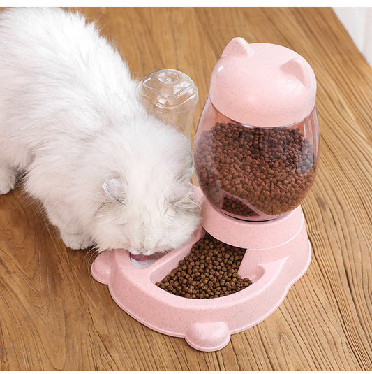KFX-9149117 Automatic Cat and Dog Food and Water Dispenser with 2.2L Grain Storage and 528ml Water Capacity