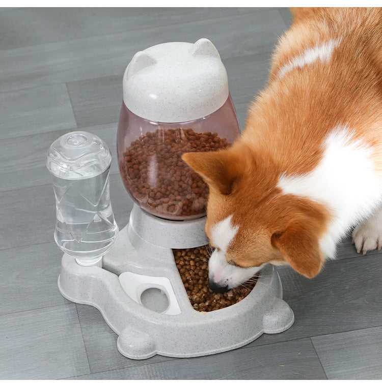 KFX-9149117 Automatic Cat and Dog Food and Water Dispenser with 2.2L Grain Storage and 528ml Water Capacity