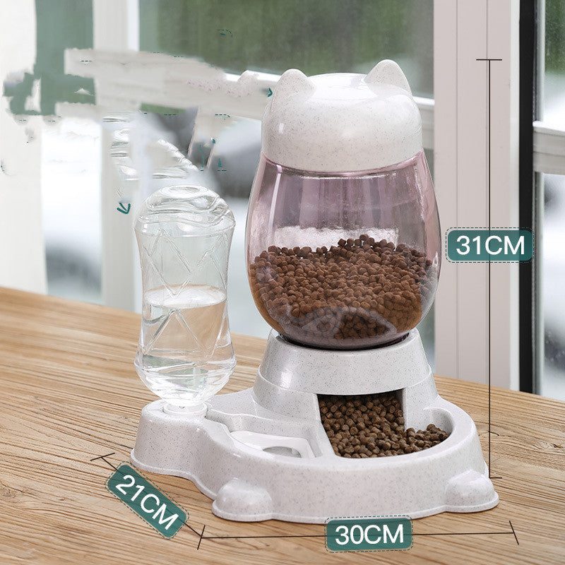 KFX-9149117 Automatic Cat and Dog Food and Water Dispenser with 2.2L Grain Storage and 528ml Water Capacity
