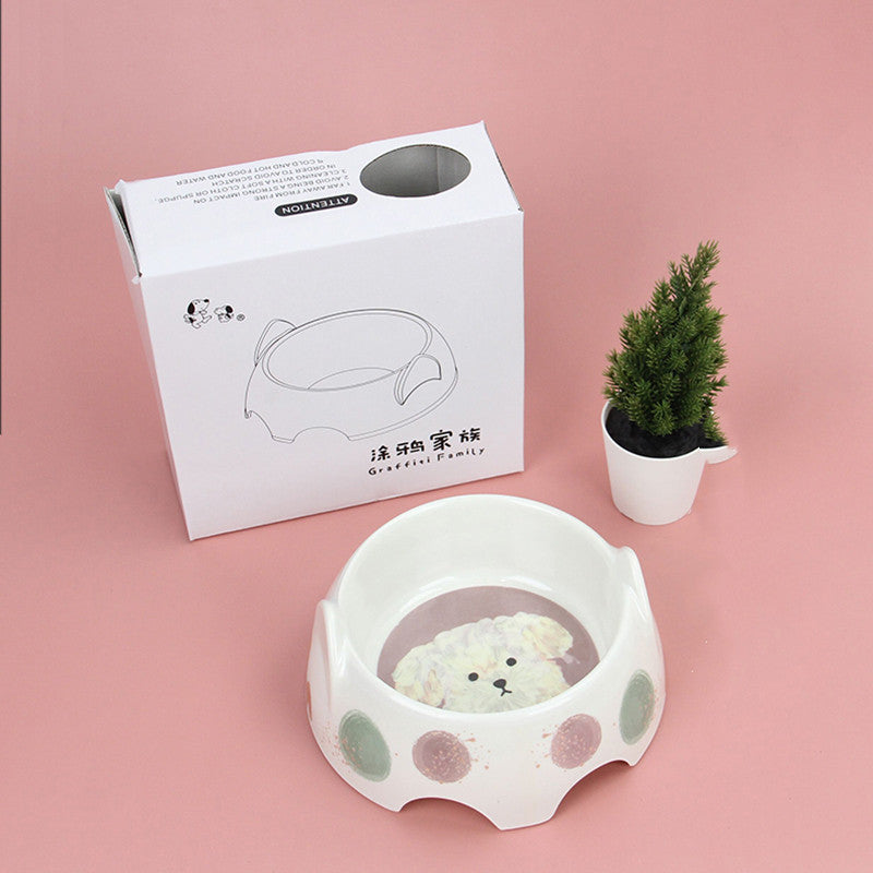KFX-9149245 Small Dog Food Bowl in Melamine with Various Pattern Options - 500ML Capacity, 13cm Diameter