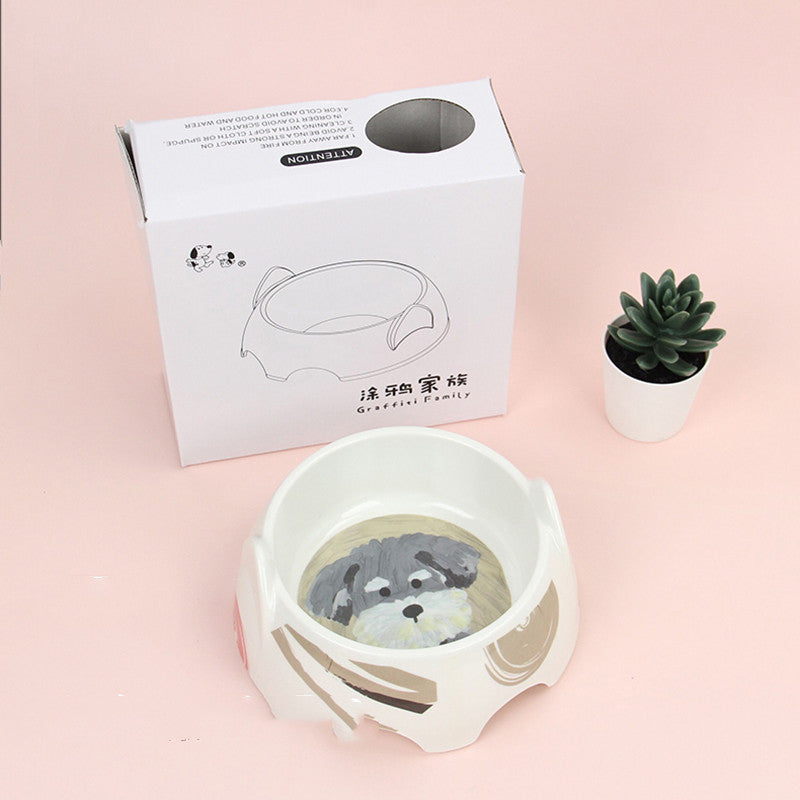 KFX-9149245 Small Dog Food Bowl in Melamine with Various Pattern Options - 500ML Capacity, 13cm Diameter