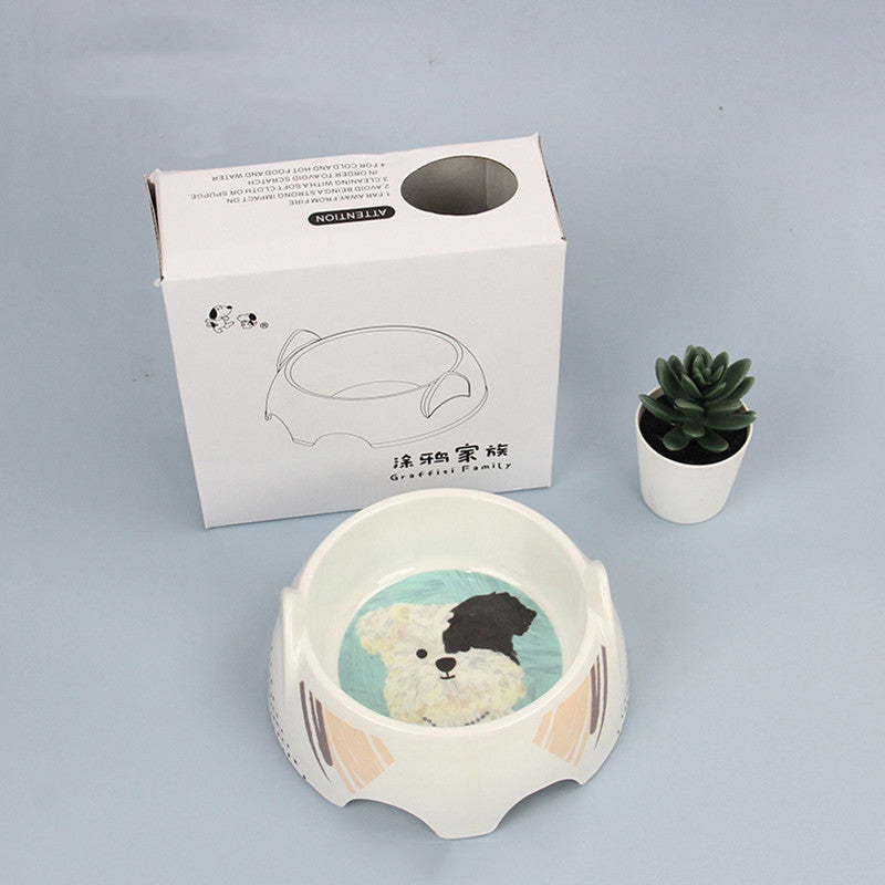 KFX-9149245 Small Dog Food Bowl in Melamine with Various Pattern Options - 500ML Capacity, 13cm Diameter