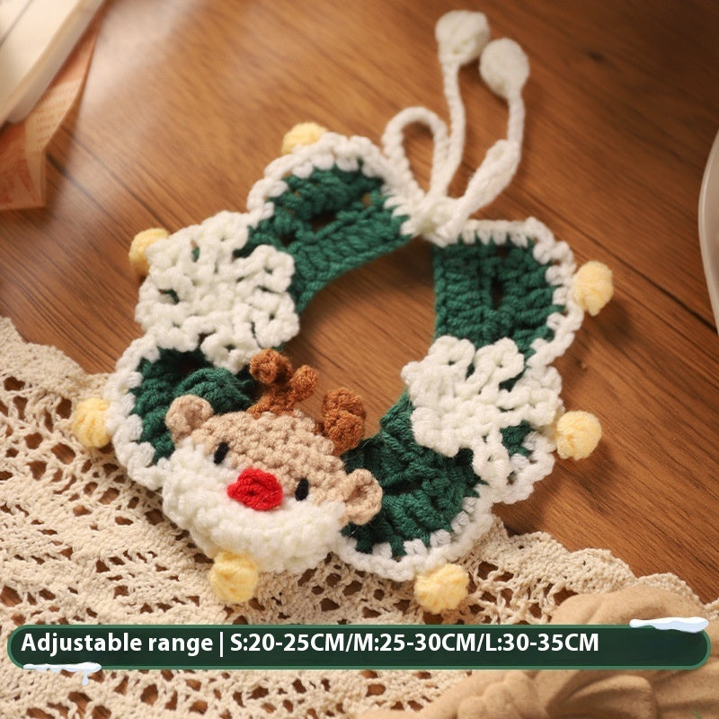 KFX-9153597 Winter Pet Scarf with Cartoon Patterns for Dogs and Cats - Christmas Designs, Wool Material, Multiple Sizes Available