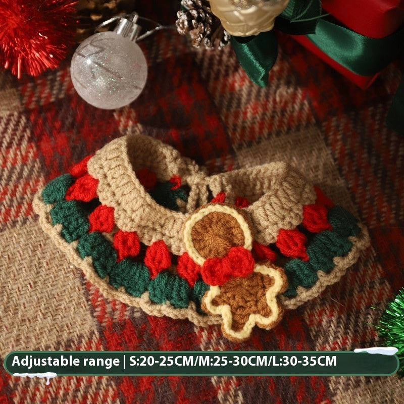 KFX-9153597 Winter Pet Scarf with Cartoon Patterns for Dogs and Cats - Christmas Designs, Wool Material, Multiple Sizes Available