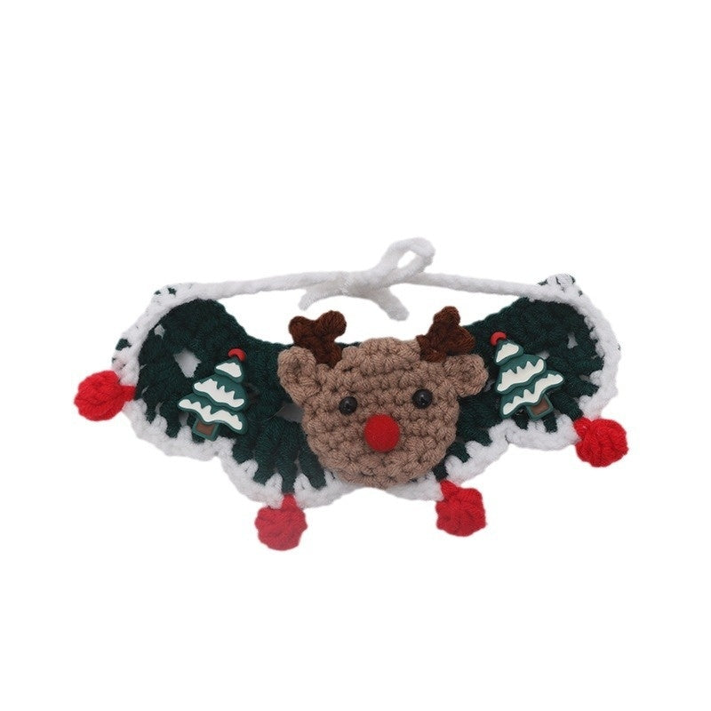 KFX-9153597 Winter Pet Scarf with Cartoon Patterns for Dogs and Cats - Christmas Designs, Wool Material, Multiple Sizes Available