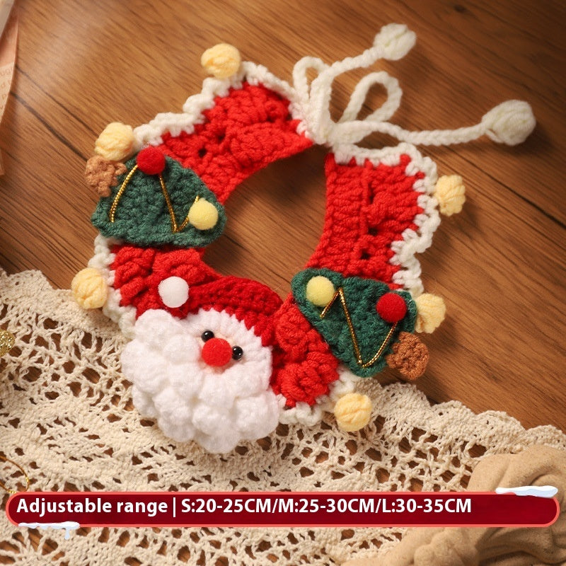 KFX-9153597 Winter Pet Scarf with Cartoon Patterns for Dogs and Cats - Christmas Designs, Wool Material, Multiple Sizes Available