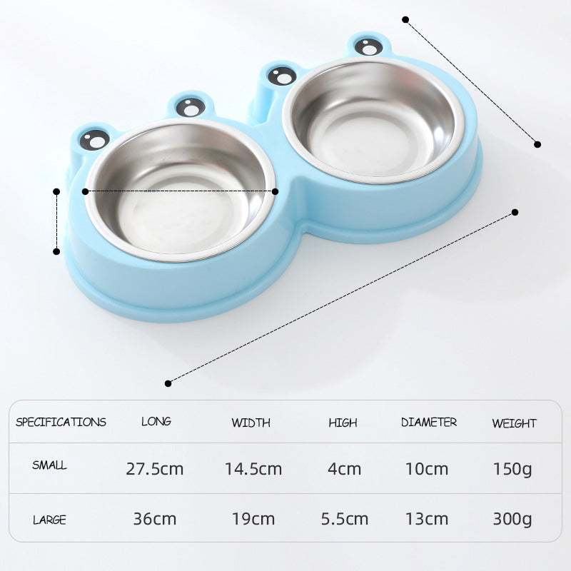 KFX-9156285 Stainless Steel Double Pet Bowl for Dogs and Cats, Ideal for Food and Water