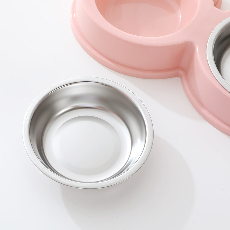 KFX-9156285 Stainless Steel Double Pet Bowl for Dogs and Cats, Ideal for Food and Water