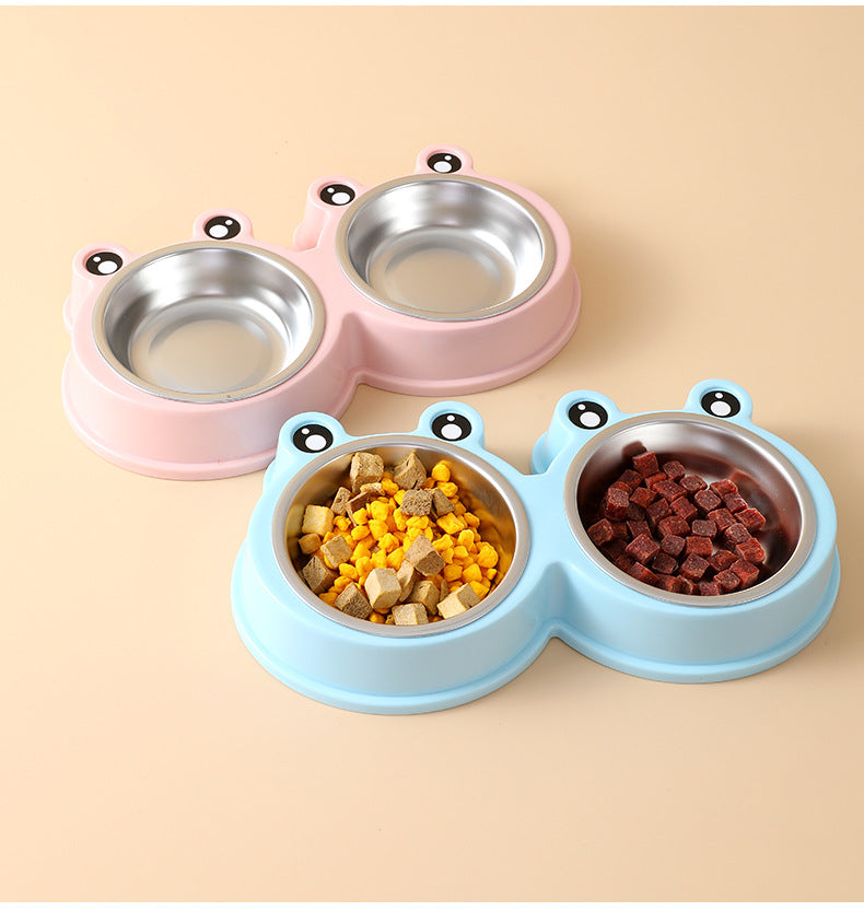KFX-9156285 Stainless Steel Double Pet Bowl for Dogs and Cats, Ideal for Food and Water