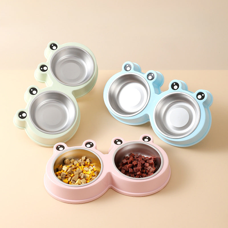 KFX-9156285 Stainless Steel Double Pet Bowl for Dogs and Cats, Ideal for Food and Water