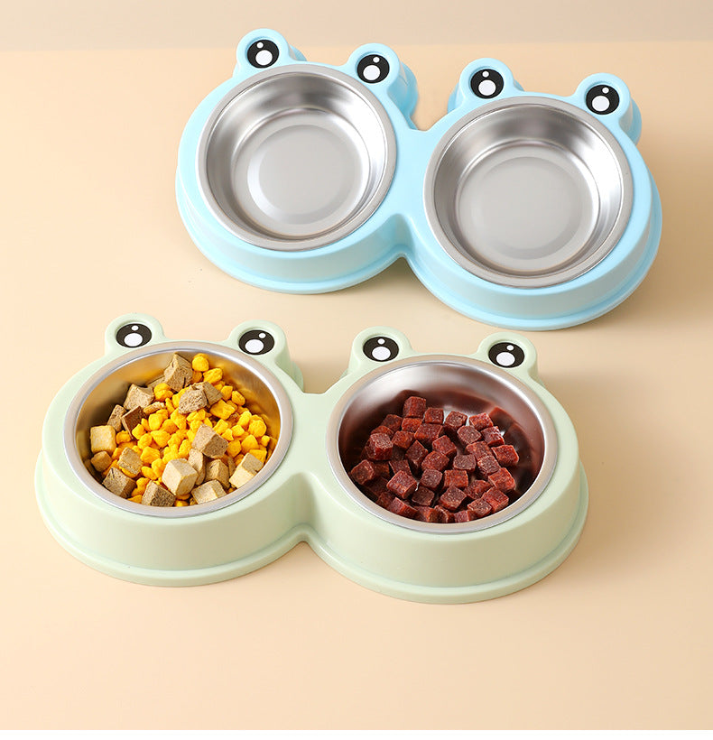 KFX-9156285 Stainless Steel Double Pet Bowl for Dogs and Cats, Ideal for Food and Water