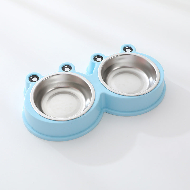 KFX-9156285 Stainless Steel Double Pet Bowl for Dogs and Cats, Ideal for Food and Water