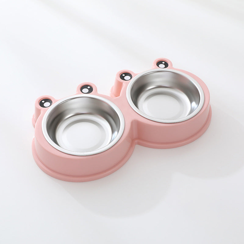 KFX-9156285 Stainless Steel Double Pet Bowl for Dogs and Cats, Ideal for Food and Water