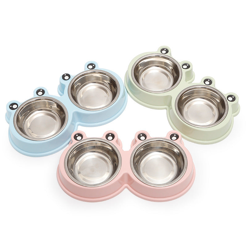 KFX-9156285 Stainless Steel Double Pet Bowl for Dogs and Cats, Ideal for Food and Water