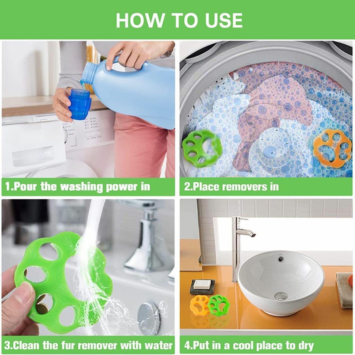 KFX-9157181 Silicone Sticky Clothes Dust Remover - Set of 4 in Yellow and Green