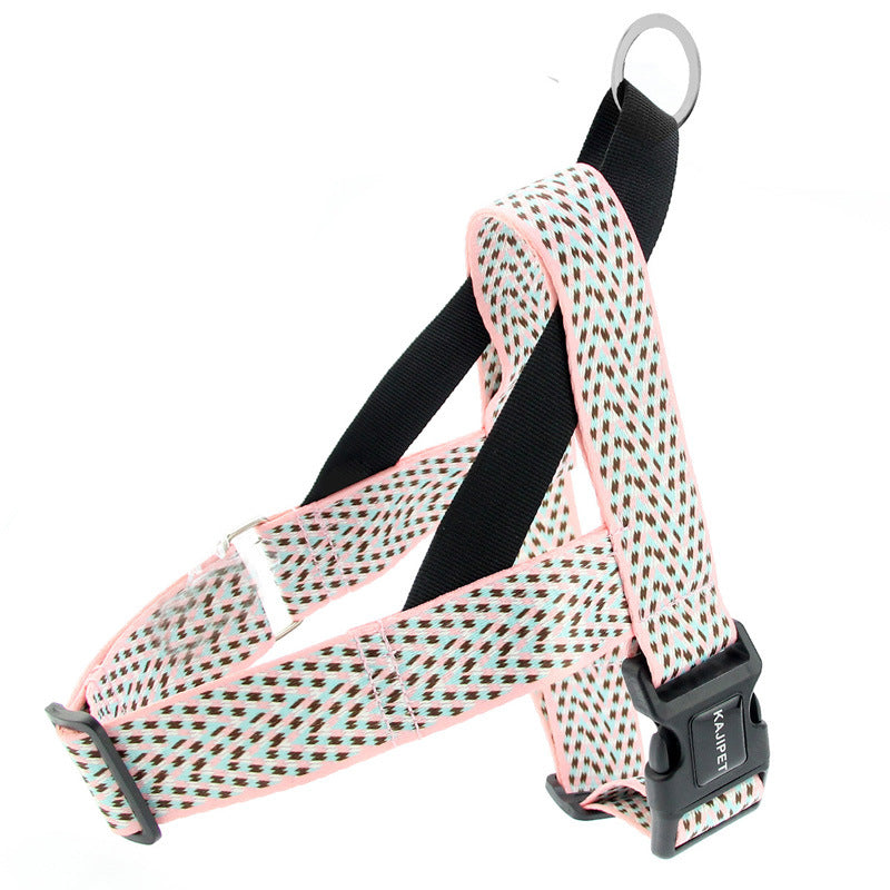 KFX-9158077 Teddy Vest-style Collar and Chest Strap Set for Small and Medium Dogs, Adjustable Nylon Leash and Harness