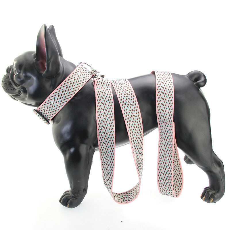KFX-9158077 Teddy Vest-style Collar and Chest Strap Set for Small and Medium Dogs, Adjustable Nylon Leash and Harness
