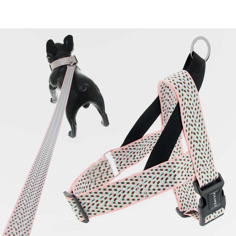 KFX-9158077 Teddy Vest-style Collar and Chest Strap Set for Small and Medium Dogs, Adjustable Nylon Leash and Harness