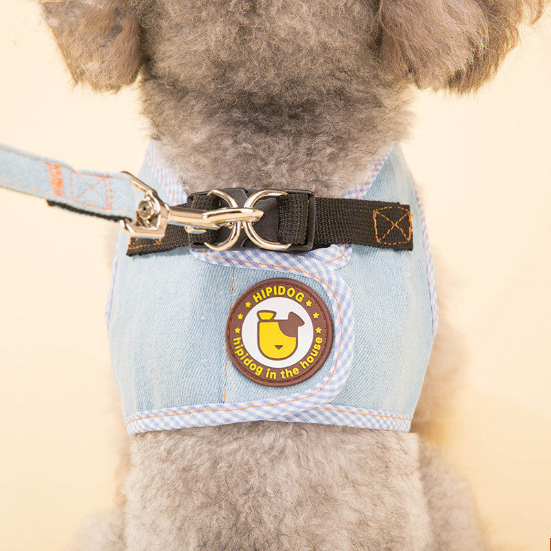 KFX-9158589 Adjustable Square Denim Dog Traction Rope for Safety and Stability