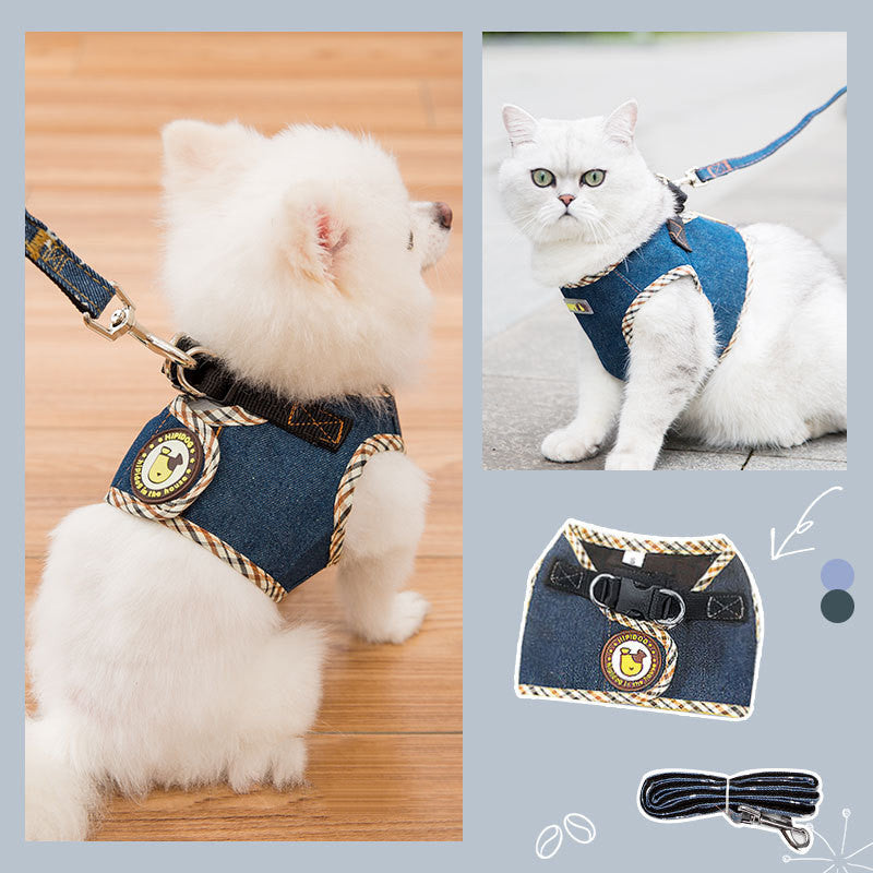 KFX-9158589 Adjustable Square Denim Dog Traction Rope for Safety and Stability