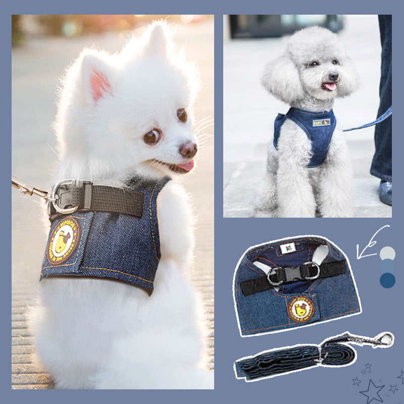 KFX-9158589 Adjustable Square Denim Dog Traction Rope for Safety and Stability