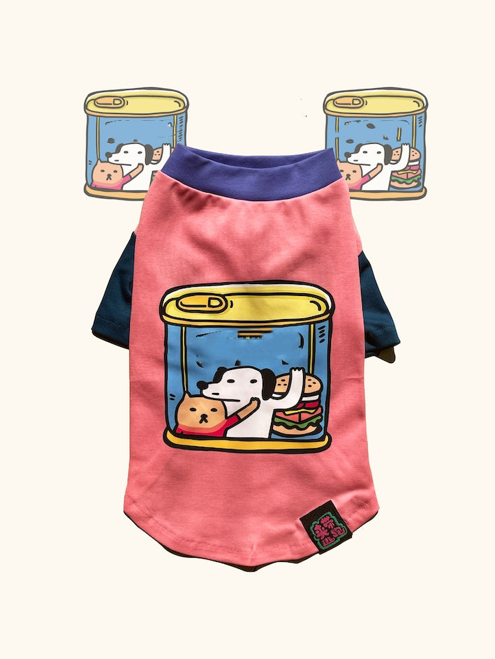 KFX-9159357 Thin Style Pet Apparel for Dogs and Cats in Fun Canned Food Prints