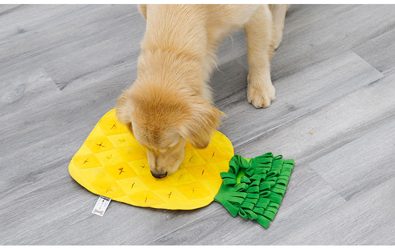 KFX-9160637 Pineapple Sniffer Pad for Dogs - Soft Polar Fleece and Oxford Cloth with Hidden Treats and Sounder
