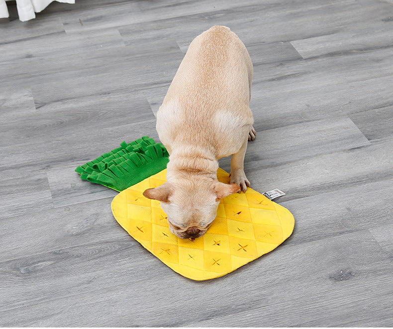KFX-9160637 Pineapple Sniffer Pad for Dogs - Soft Polar Fleece and Oxford Cloth with Hidden Treats and Sounder