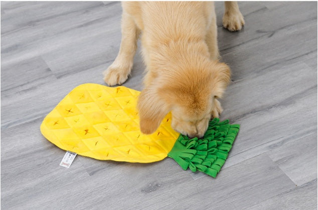 KFX-9160637 Pineapple Sniffer Pad for Dogs - Soft Polar Fleece and Oxford Cloth with Hidden Treats and Sounder