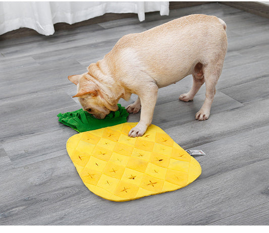 KFX-9160637 Pineapple Sniffer Pad for Dogs - Soft Polar Fleece and Oxford Cloth with Hidden Treats and Sounder