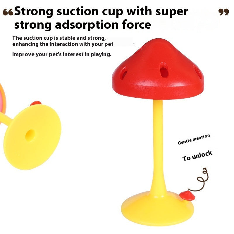 KFX-9165373 Rotating Mushroom Cat Toy for Relieving Stress - Soft Silicone Red and Yellow