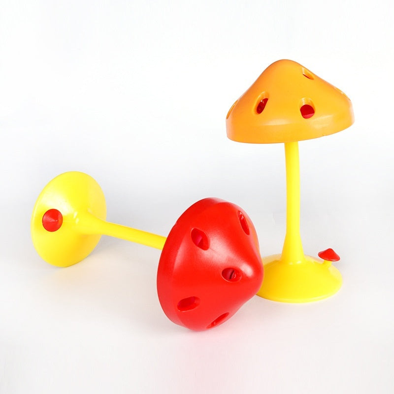 KFX-9165373 Rotating Mushroom Cat Toy for Relieving Stress - Soft Silicone Red and Yellow