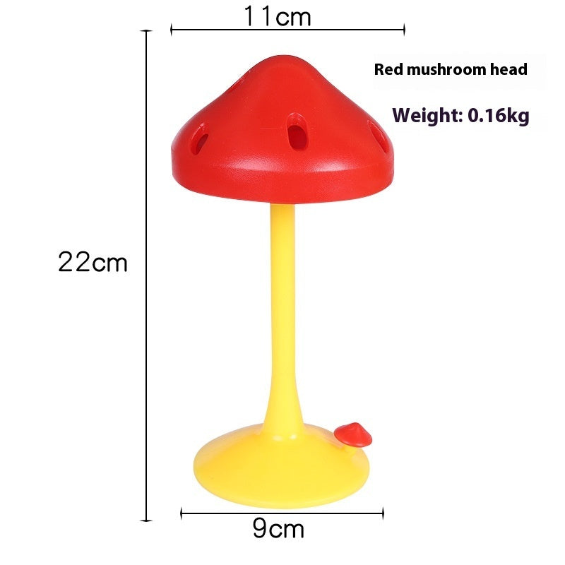 KFX-9165373 Rotating Mushroom Cat Toy for Relieving Stress - Soft Silicone Red and Yellow