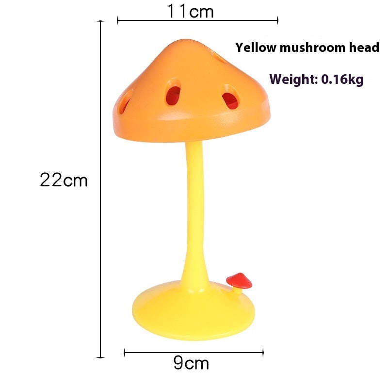 KFX-9165373 Rotating Mushroom Cat Toy for Relieving Stress - Soft Silicone Red and Yellow