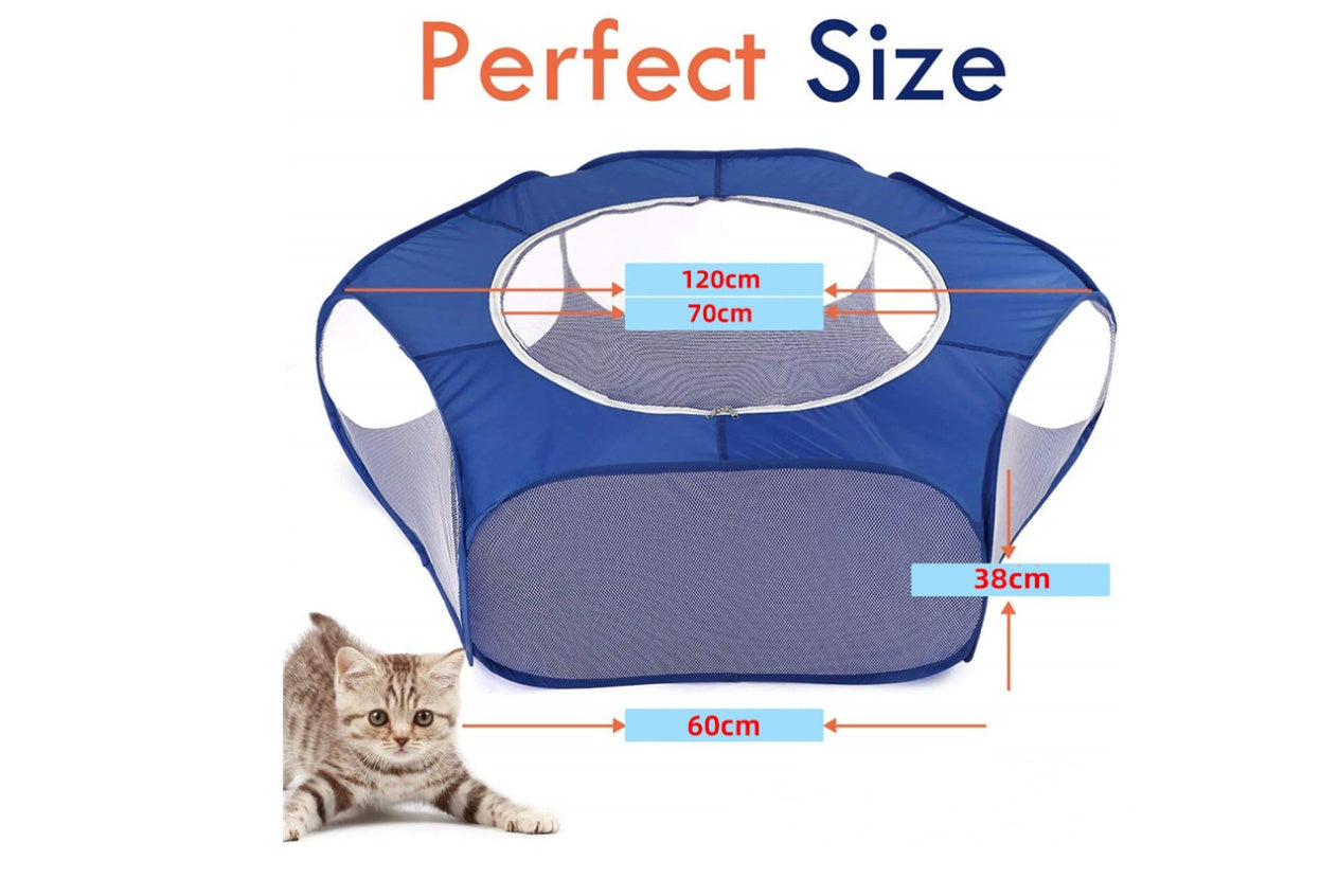 KFX-9169341 Portable Folding Pet Fence with Breathable Zipped Cover and Waterproof Design, Ideal for Small Animals